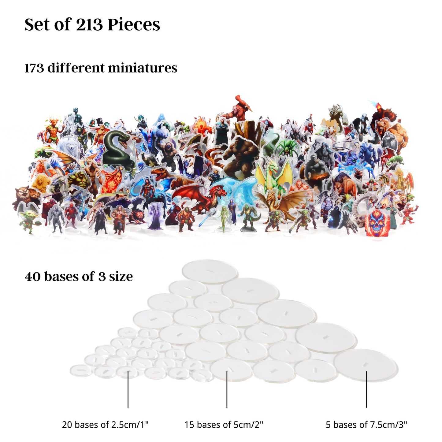 DND Miniatures Starter Set 170 Flat Minis for D&D 5E|Pathfinder|TTRPG