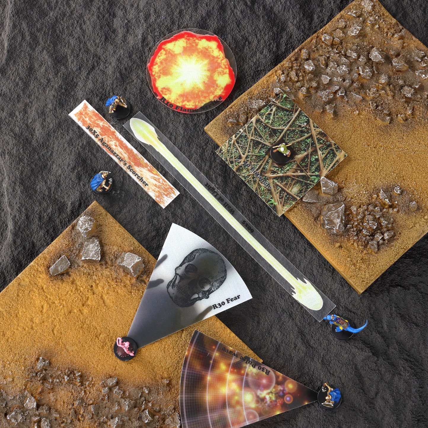 AOE Spell Effects Templates D&D 5E Miniatures starter set Area of Damage Markers Tabletop Dungeons and Dragons Pathfinder Warhammer RPG Gaming Grid Accessories DM Game Master maps tiles gift