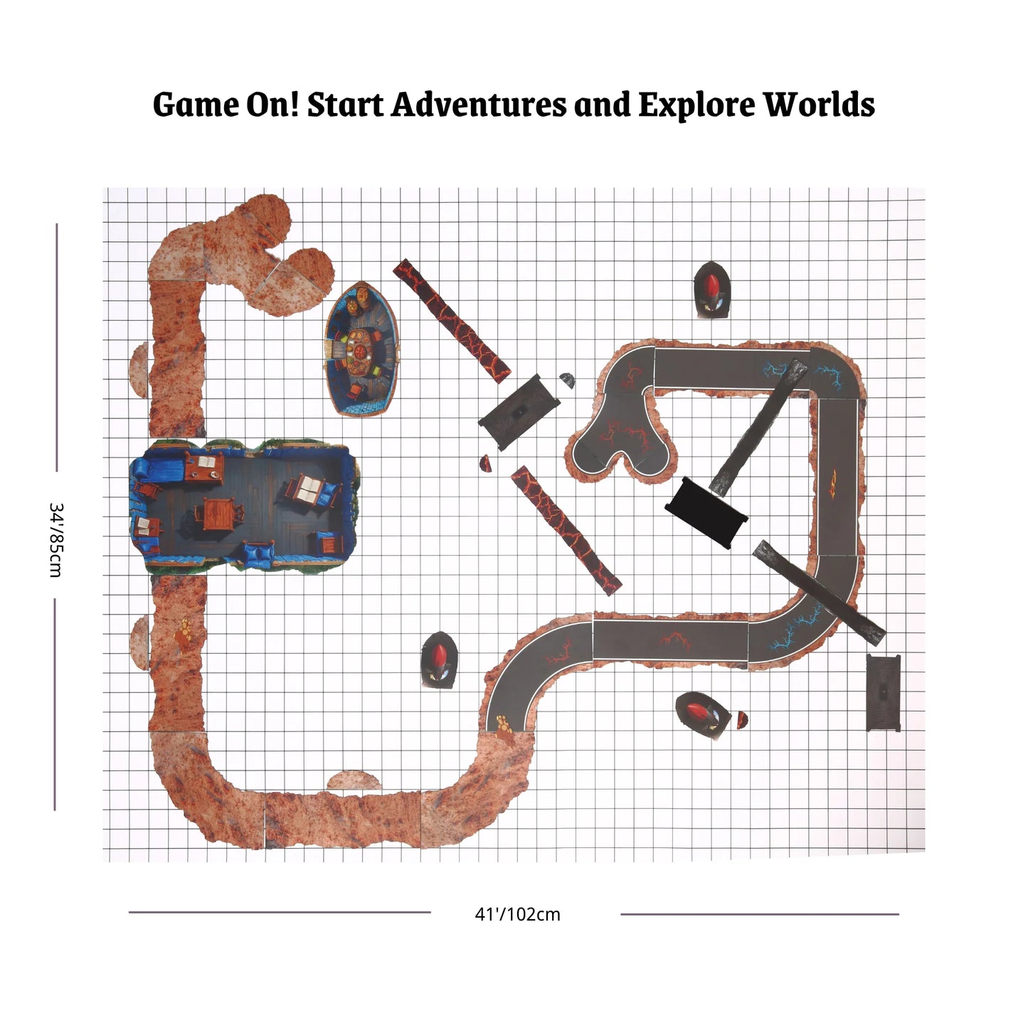 Cheap DND Terrain Dungeons&Dragons Rivers and roads Starter Set 2D Figurines Bulk 28mm Minis Accessories Terrain D&D 5E Pathfinder Figures kit TTRPG Tabletop RPG Games asset Gift for DM DND Flat Dungeons and Dragons Map D And D Players Supplies DM Screen Tiles Miniatures
